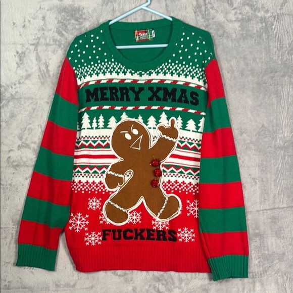 Spencer’s Men’s Ugly Christmas Sweater Gingerbread Light Up Crewneck Size XL - Picture 1 of 9